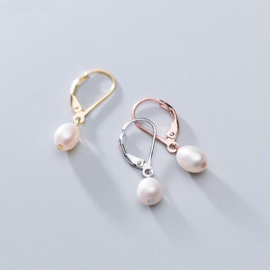 《真愛鍊Cherish 》S925純銀天然珍珠耳環 耳扣造型天然淡水珠耳環 純銀耳圈 圈圈耳環 彈簧耳扣-細節圖7