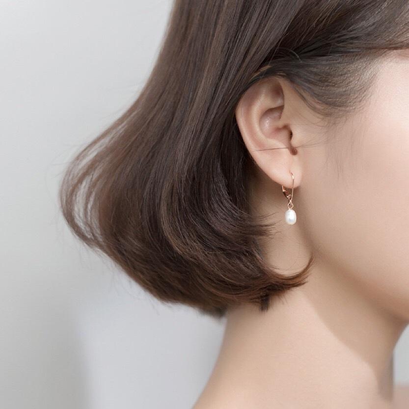 《真愛鍊Cherish 》S925純銀天然珍珠耳環 耳扣造型天然淡水珠耳環 純銀耳圈 圈圈耳環 彈簧耳扣-細節圖8