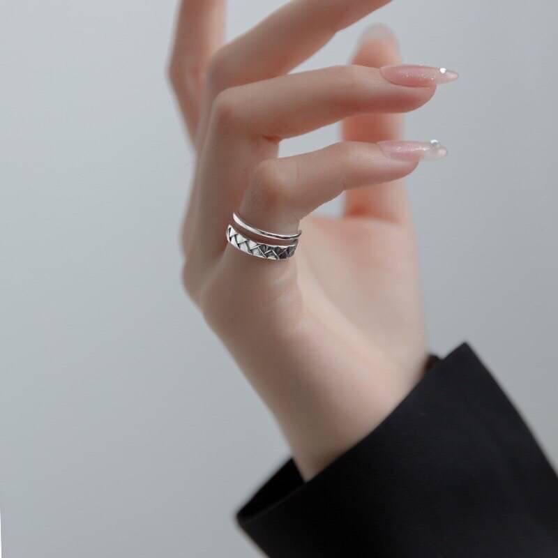 《真愛鍊Cherish 》S925通體純銀戒指 一般戒圍尾戒 復古編織樣式泰銀顏色-細節圖3