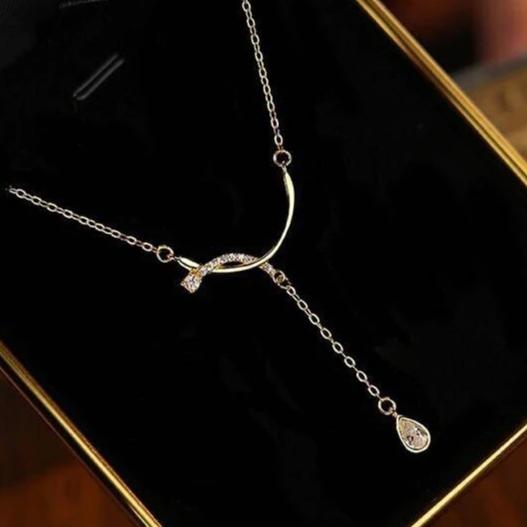 《真愛鍊Cherish 》S925通體純銀項鍊  微笑造型的項鏈，加上水滴的流蘇  細緻質感-細節圖2