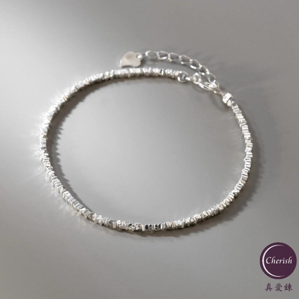 《真愛鍊Cherish》S925通體純銀手鍊兩款  不規則碎銀子富貴銀兩造型  鍊子粗約2mm 流行抖音 時尚韓版 銀樓-細節圖3