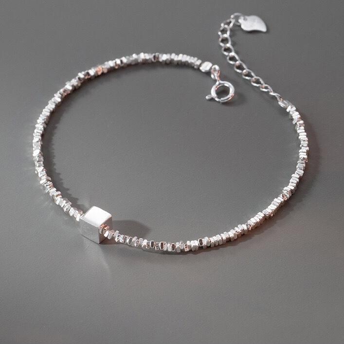 《真愛鍊Cherish》S925通體純銀手鍊兩款  不規則碎銀子富貴銀兩造型  鍊子粗約2mm 流行抖音 時尚韓版 銀樓-細節圖4