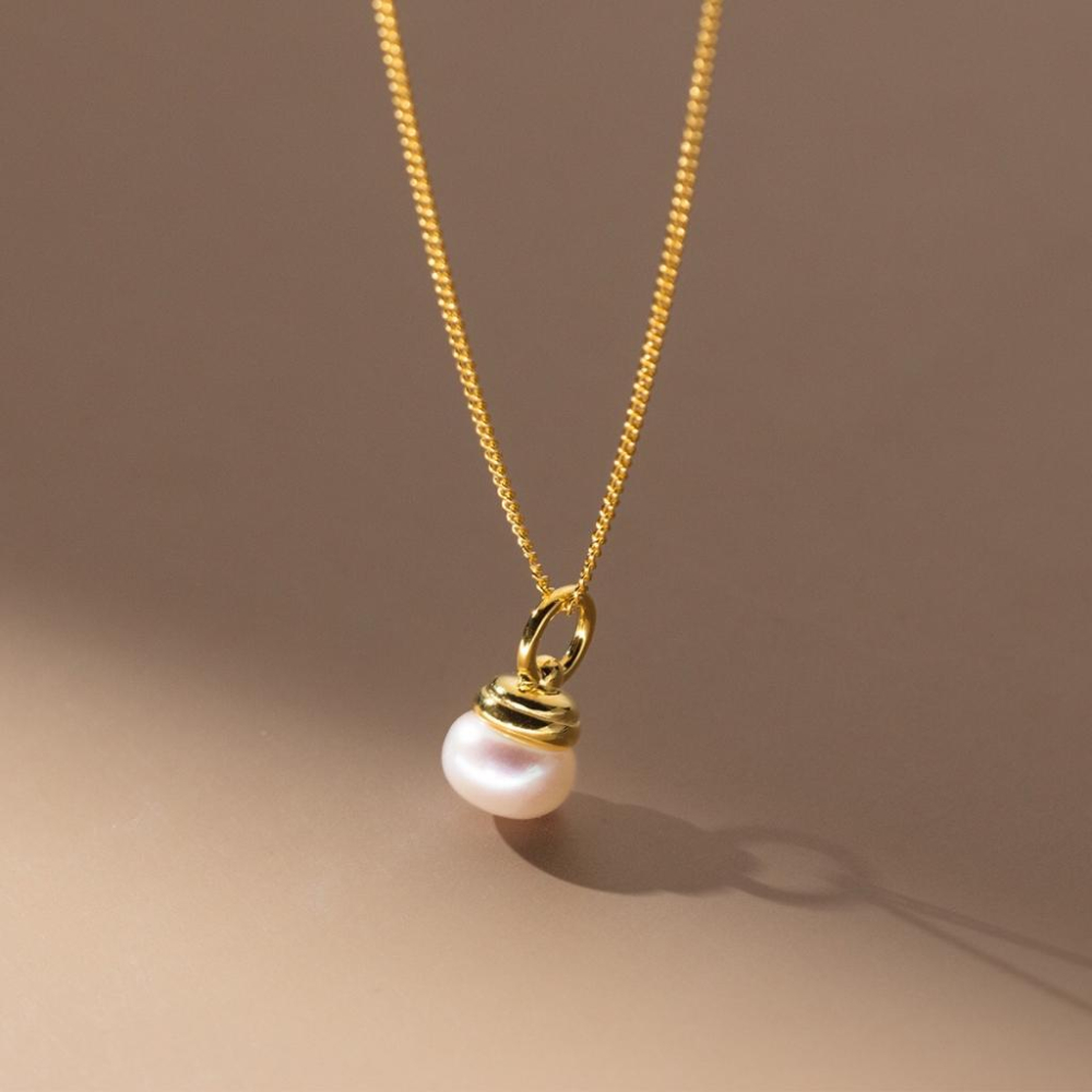 《真愛鍊Cherish》天然珍珠S925通體純銀項鍊  鑲嵌天然淡水珠  小燈泡樣式很別緻 珍珠項鍊-細節圖3