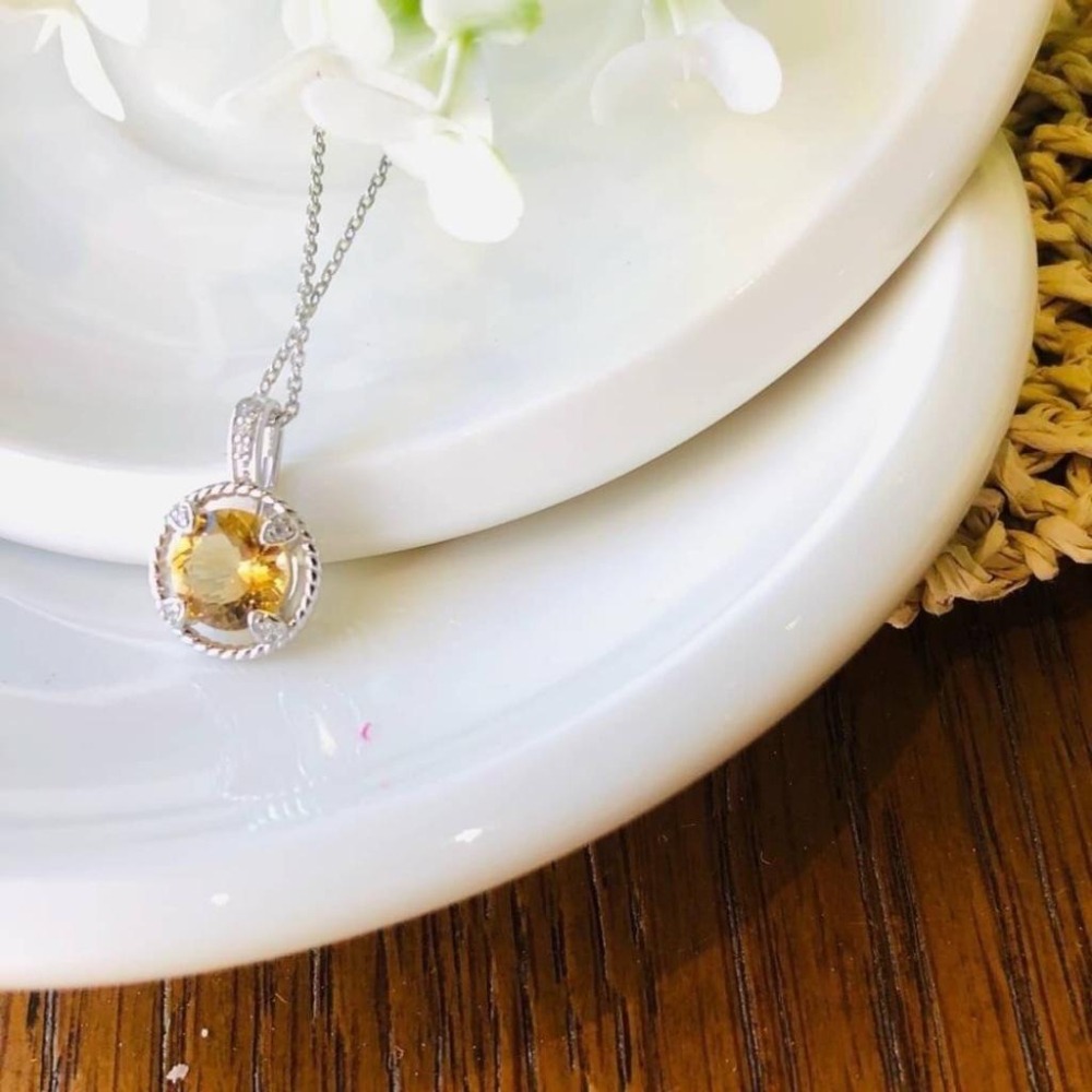 《真愛鍊Cherish 》天然黃水晶S925通體純銀項鍊 福氣圓形造型黃水晶 花式切割珠寶 寶石 天然寶石-細節圖3