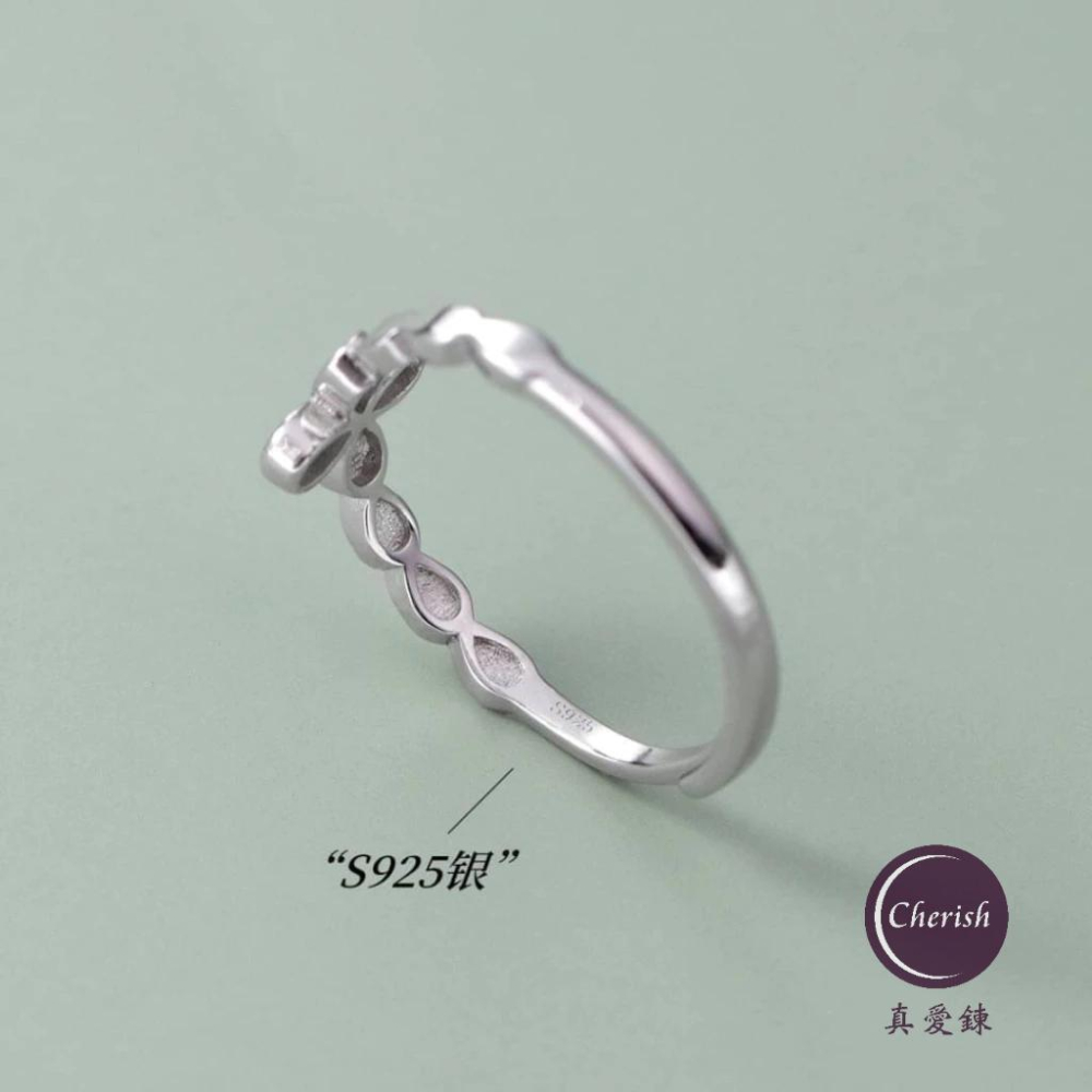 《真愛鍊Cherish 》S925通體純銀戒指  簡約四葉草造型 玫瑰金色和銀色都很美 開口戒指-細節圖2