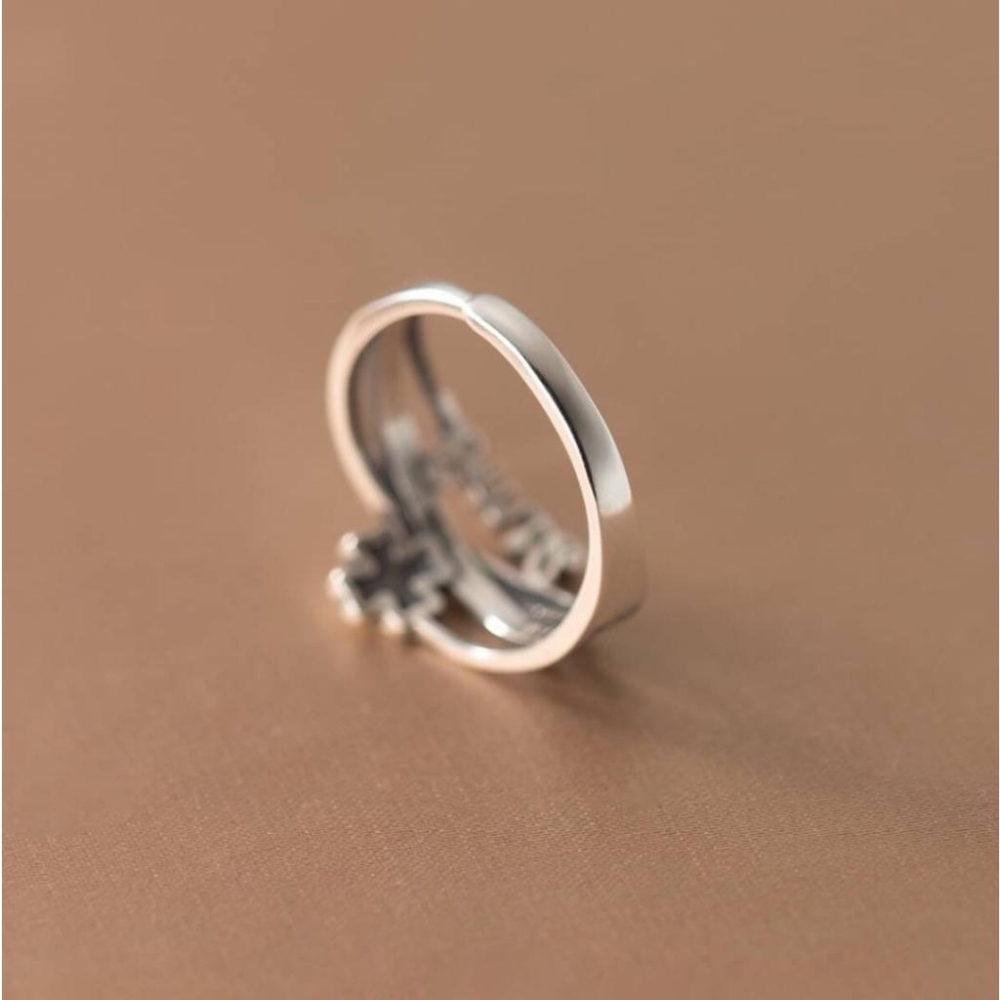 《真愛鍊Cherish 》S925通體純銀戒指 花朵造型微笑Smile  泰銀色戒指 特色十足-細節圖4