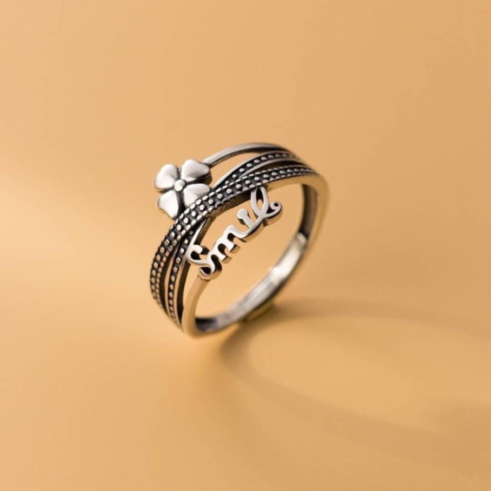 《真愛鍊Cherish 》S925通體純銀戒指 花朵造型微笑Smile  泰銀色戒指 特色十足-細節圖5