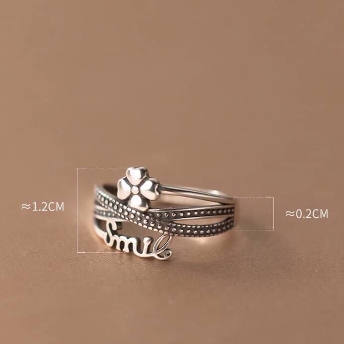 《真愛鍊Cherish 》S925通體純銀戒指 花朵造型微笑Smile  泰銀色戒指 特色十足-細節圖7