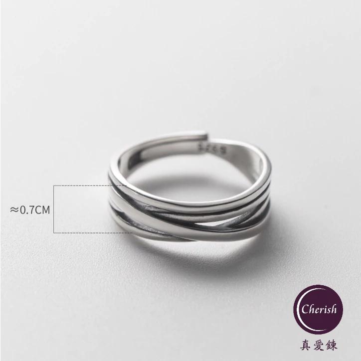 《真愛鍊Cherish 》S925通體純銀戒指 做成復古線條風  略帶有泰銀色-細節圖6