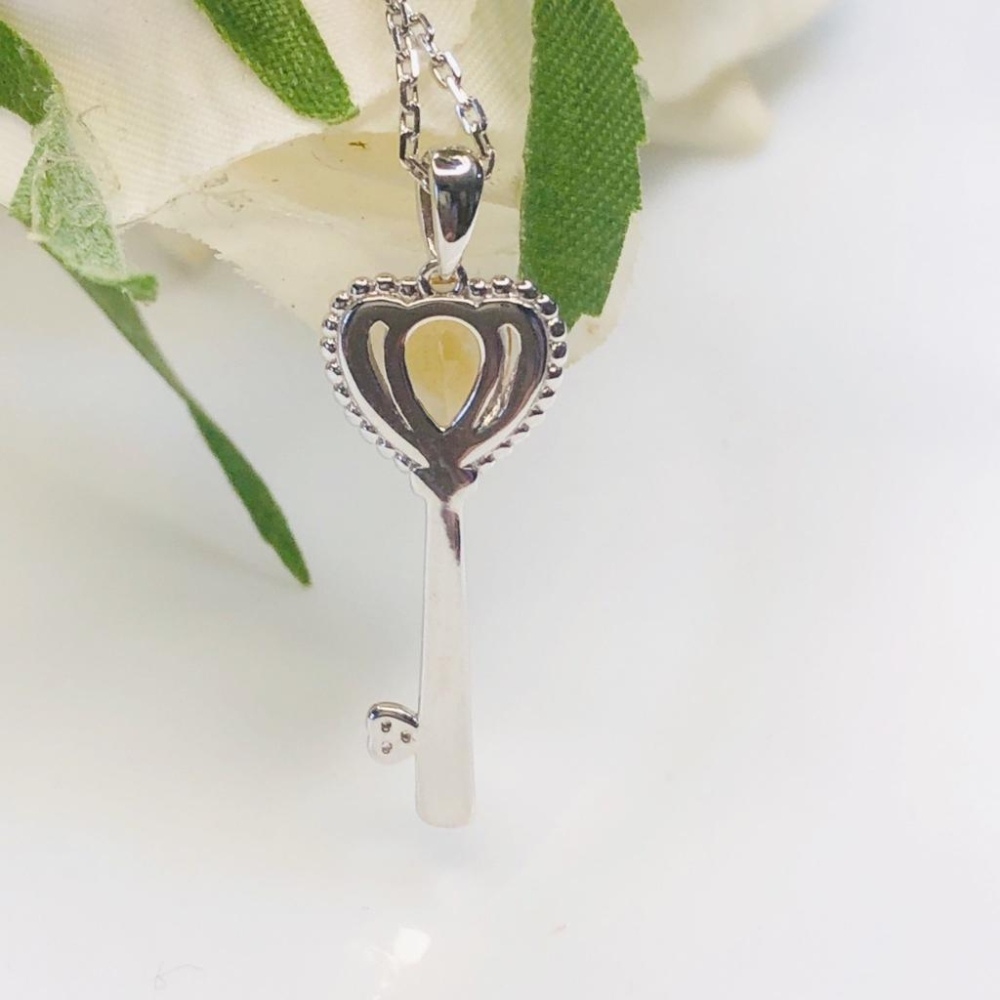 《真愛鍊Cherish 》天然黃水晶S925通體純銀項鍊 鑰匙的樣式梨形角度黃水晶 花式切割珠寶 寶石 天然寶石-細節圖8