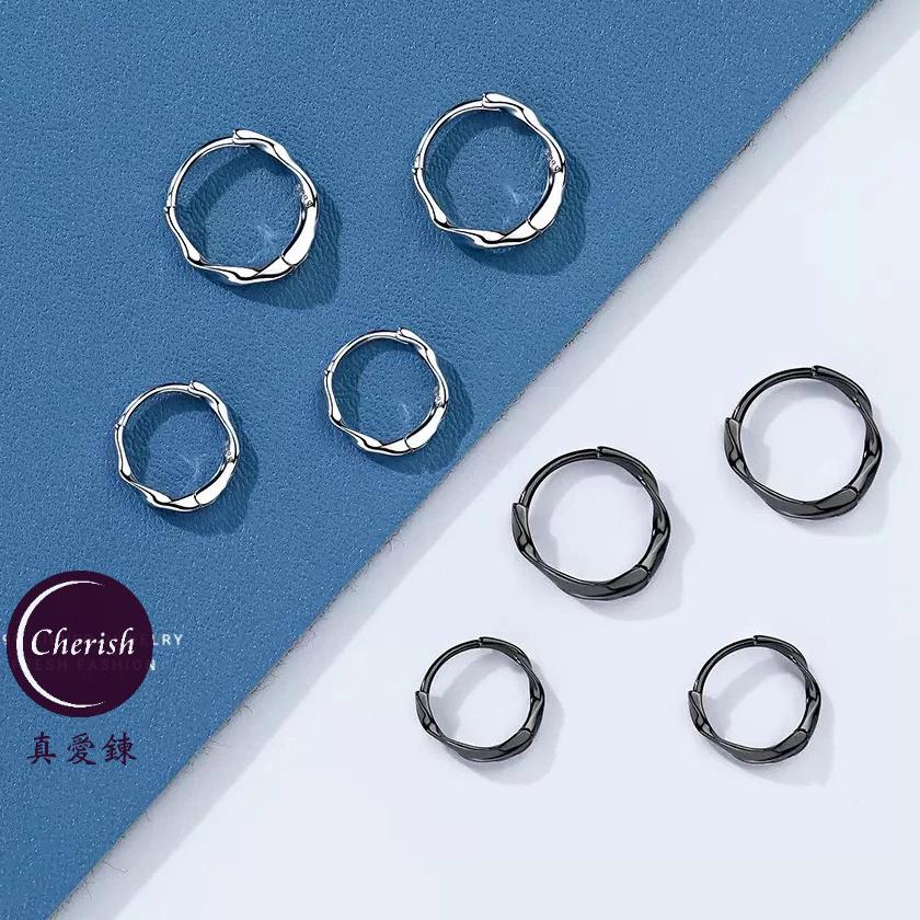 《真愛鍊Cherish 》S999足銀耳扣耳環 男女莫比烏斯造型 耳扣耳環 圈圈耳環 耳圈 男款耳扣耳圈 純銀耳環-細節圖2