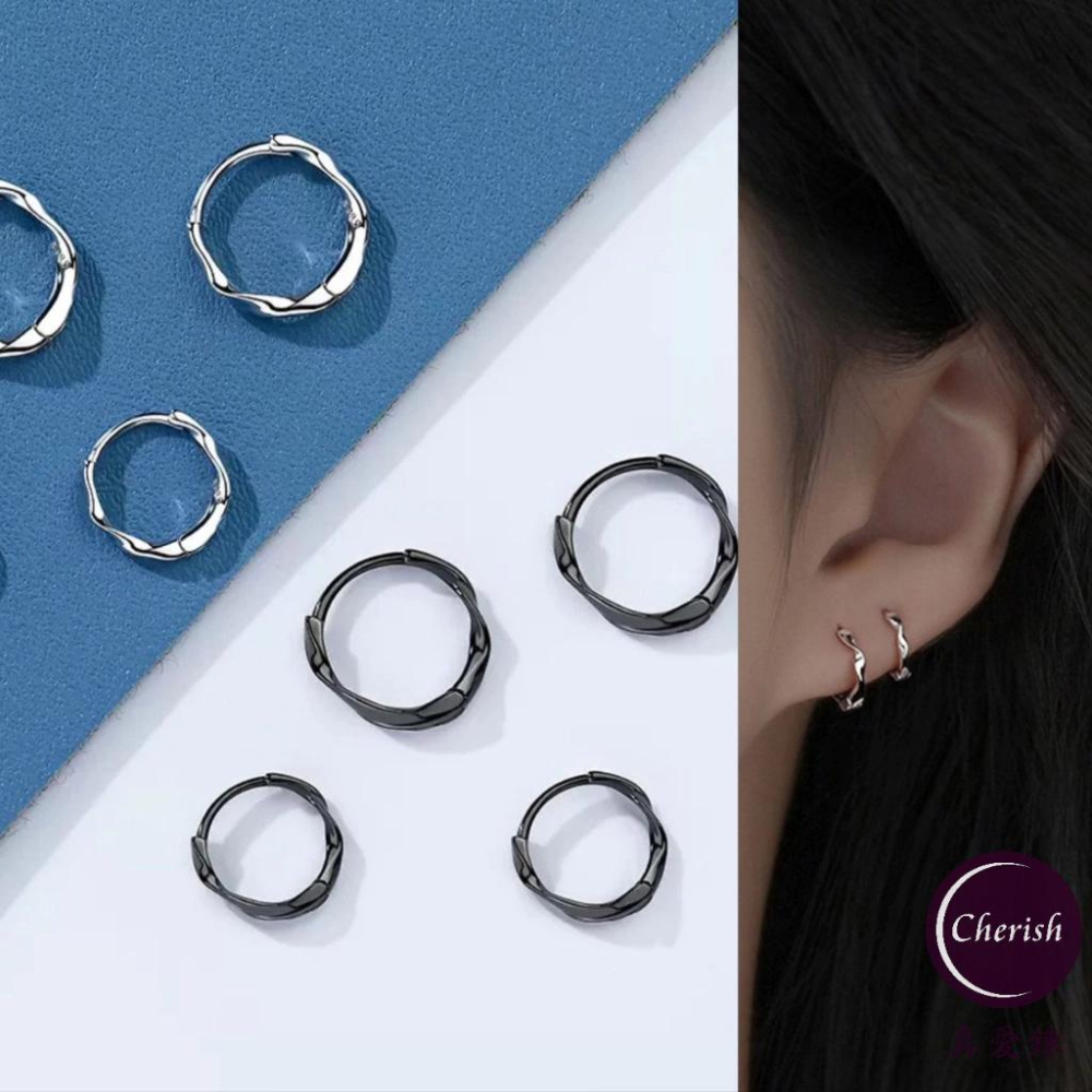 《真愛鍊Cherish 》S999足銀耳扣耳環 男女莫比烏斯造型 耳扣耳環 圈圈耳環 耳圈 男款耳扣耳圈 純銀耳環-細節圖3
