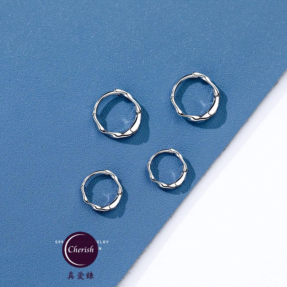 《真愛鍊Cherish 》S999足銀耳扣耳環 男女莫比烏斯造型 耳扣耳環 圈圈耳環 耳圈 男款耳扣耳圈 純銀耳環-細節圖4