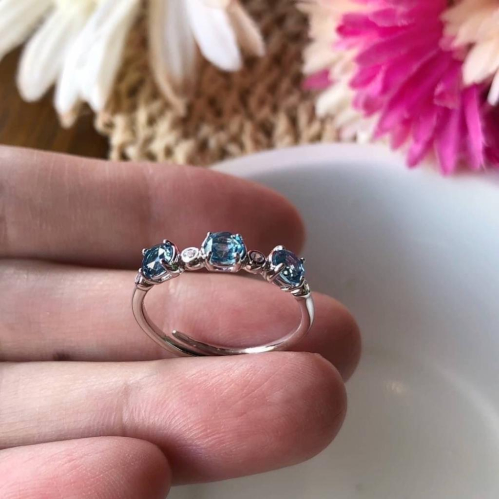 《真愛鍊Cherish 》天然托帕石戒指S925通體純銀 托帕石戒指  花式切割 精緻微鑲珠寶-細節圖5