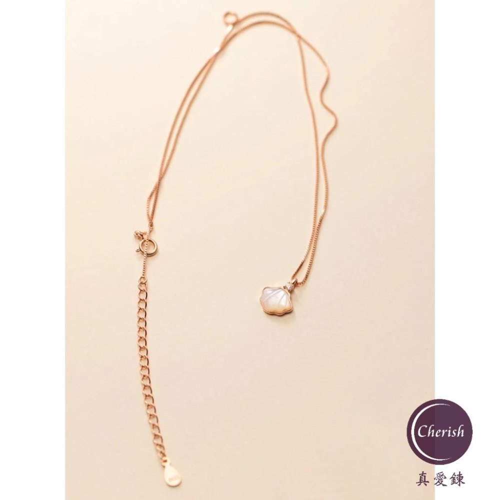 《真愛鍊Cherish 》S925通體純銀項鍊，貝殼的樣式用貝殼製作，象徵著愛你一（貝）輩子-細節圖4