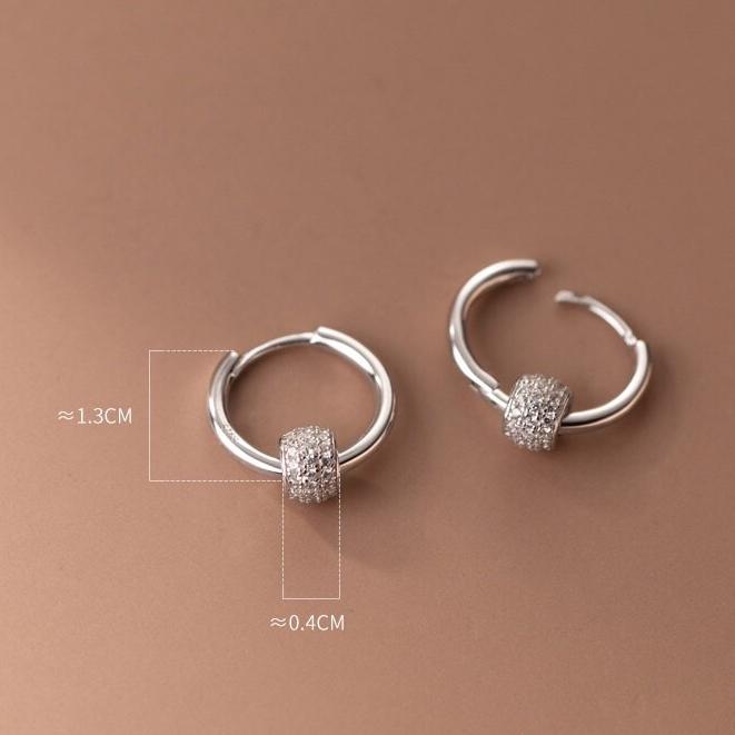 《真愛鍊Cherish 》S925通體純銀耳環 耳扣造型圓輪型垂吊樣式 時尚 造型 流行魅力 教主甜心鑽圈耳環 耳扣耳環-細節圖5