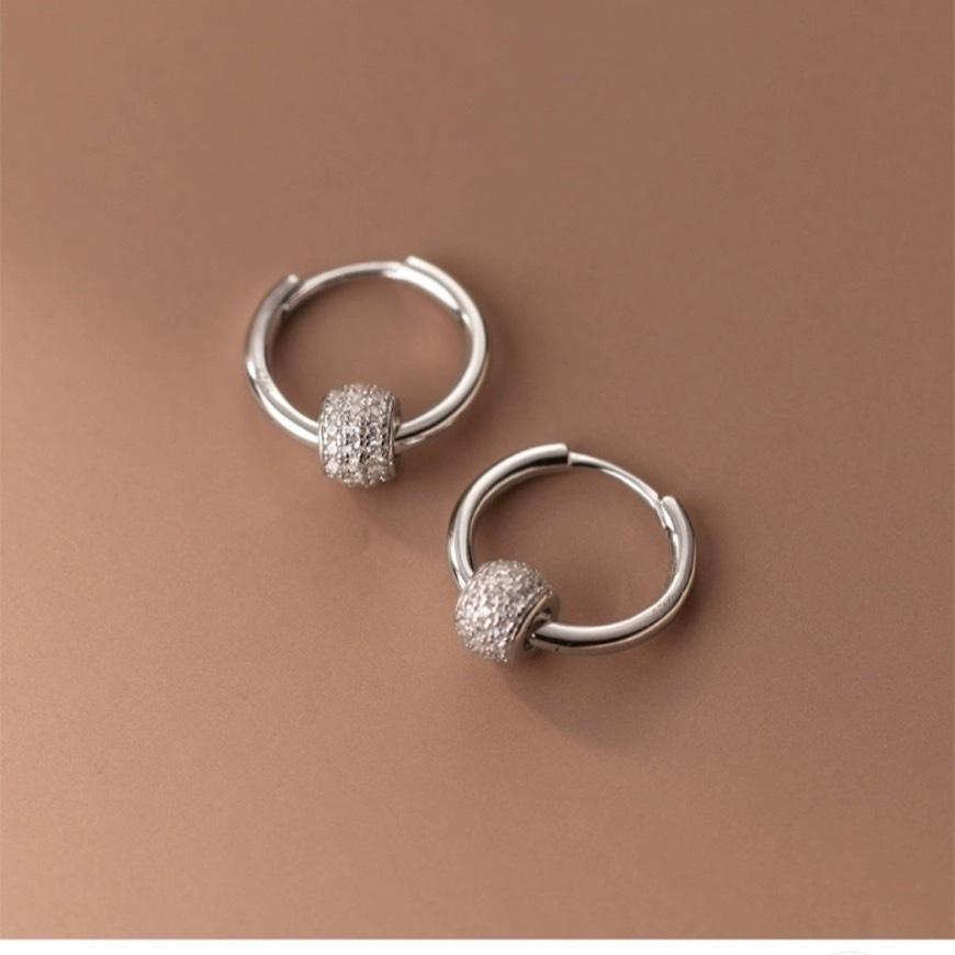 《真愛鍊Cherish 》S925通體純銀耳環 耳扣造型圓輪型垂吊樣式 時尚 造型 流行魅力 教主甜心鑽圈耳環 耳扣耳環-細節圖7