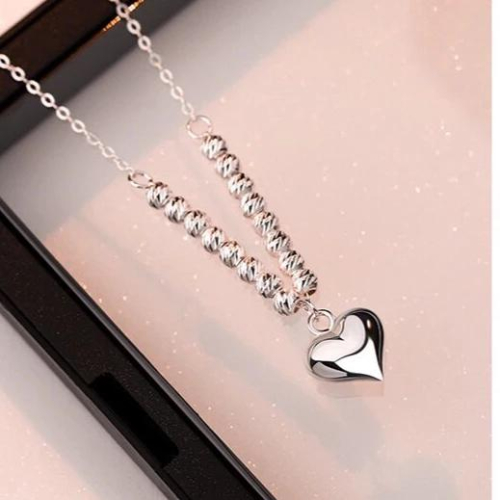 《真愛鍊Cherish 》S925通體純銀項鍊 愛心樣式最流行的樣式 小圓珠時來運轉