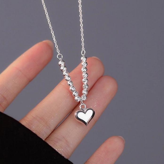 《真愛鍊Cherish 》S925通體純銀項鍊  愛心樣式最流行的樣式 小圓珠時來運轉-細節圖2