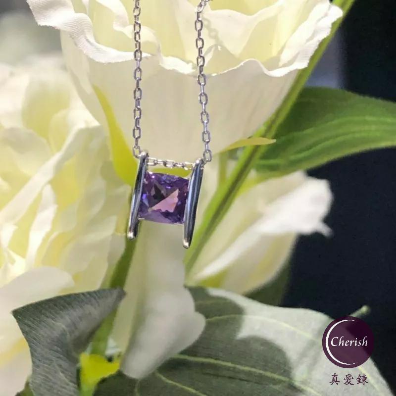 《真愛鍊Cherish 》天然紫水晶S925通體純銀項鍊  精緻微鑲珠寶  天然水晶 花世切割 能量 寶石-細節圖5
