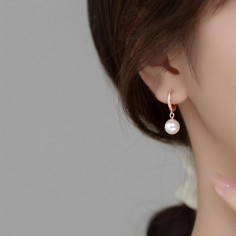 《真愛鍊Cherish 》S925通體純銀耳扣耳環耳圈 微鑲鋯石短流蘇貝珠 耳扣耳圈圈圈耳環 銀樓銀飾-細節圖5