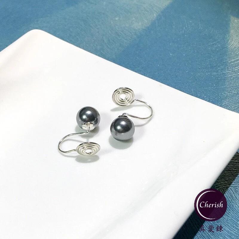 《真愛鍊Cherish 》S925通體純銀耳環水晶珍珠 施家珍珠耳環 蚊香盤耳夾夾式 通體純銀 銀樓銀飾-細節圖9