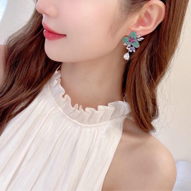 《真愛鍊Cherish》微鑲精工輕奢風法式耳環 璀璨花朵流蘇耳環重工藝高級閃亮鋯石鑲嵌 耳針S925銀針 銀樓飾品-細節圖5