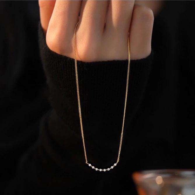 《真愛鍊Cherish 》S925通體純銀項鍊  鑲嵌精美鋯石  俗稱微笑樣式的設計，深受美麗女孩的喜愛-細節圖6