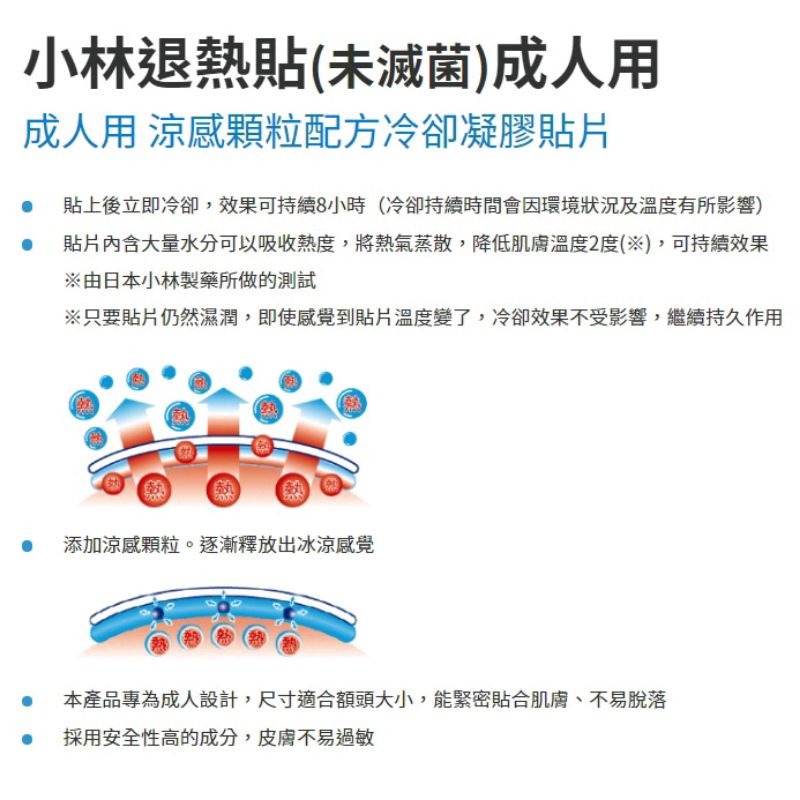 小林退熱貼 嬰兒用/兒童用/成人用 6片裝-細節圖2