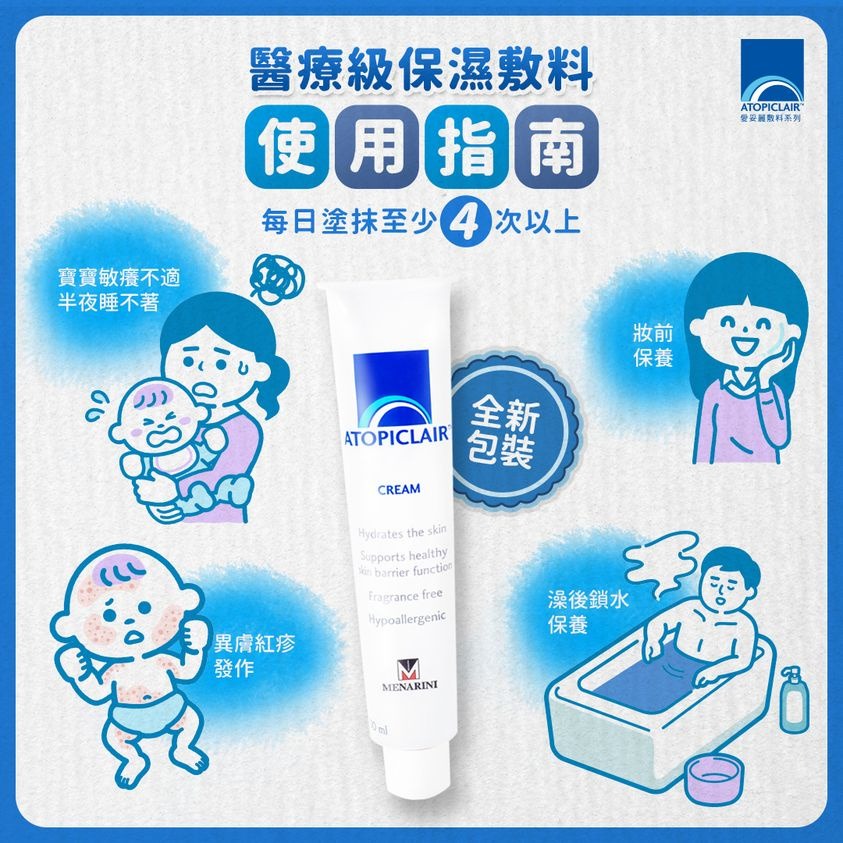 愛妥麗ATOPICLAIR 保濕敷料 乳霜 (100ml)&乳液(120ml)  法國原裝進口 美納里尼公司貨-細節圖4