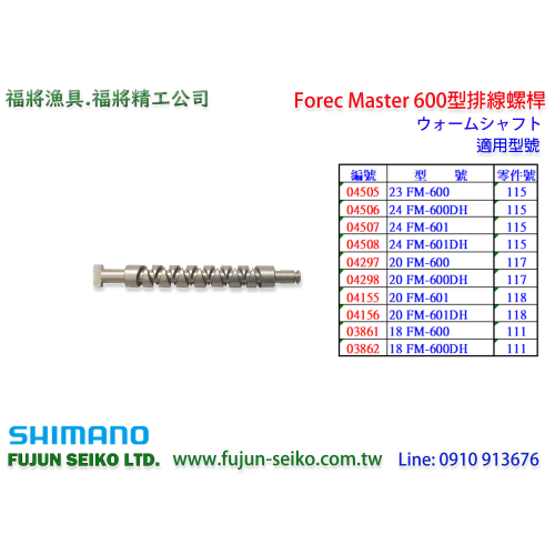 【福將漁具】Shimano電動捲線器 600型排線螺桿
