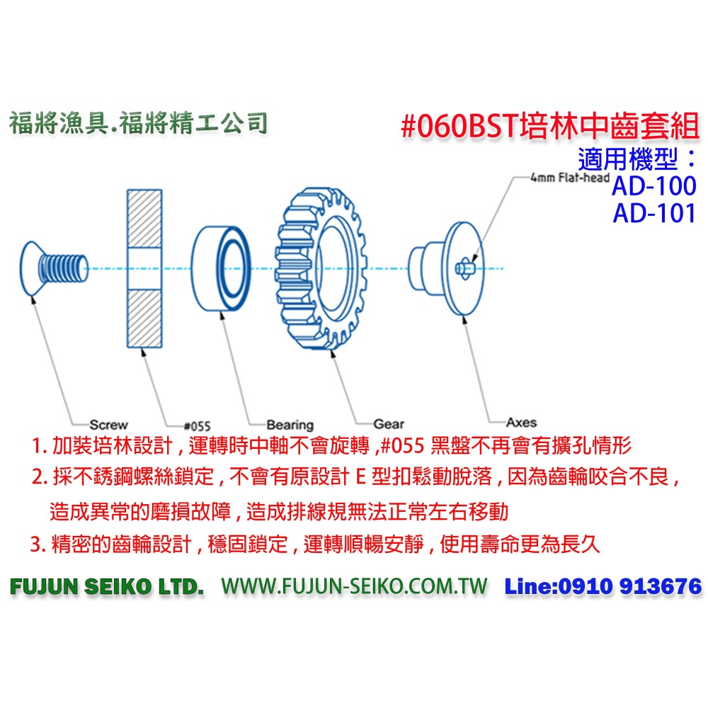 【羅伯小舖】Hi Power電動捲線器 #060BST 升級培林中齒套組-細節圖3