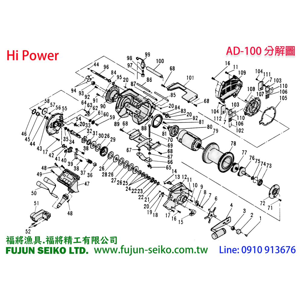 【福將漁具】Hi Power電動捲線器 IC面板銘版貼紙-細節圖2