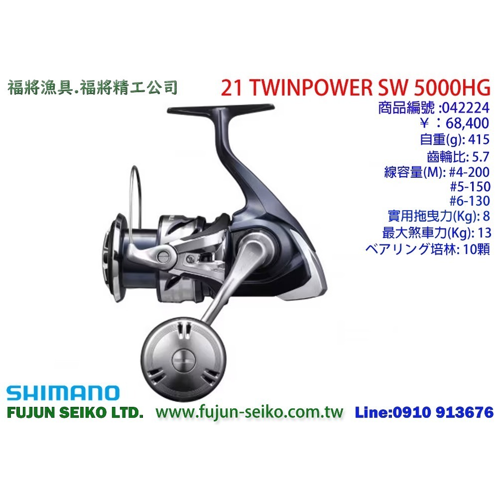 【福將漁具】Shimano紡車捲線器 21 TWINPOWER SW 系列-規格圖11