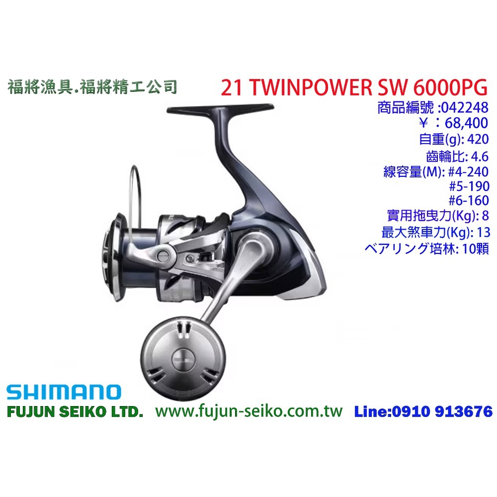 【福將漁具】Shimano紡車捲線器 21 TWINPOWER SW 系列-規格圖11