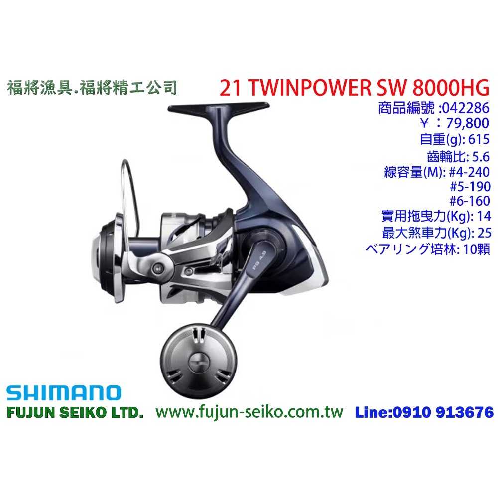 【福將漁具】Shimano紡車捲線器 21 TWINPOWER SW 系列-規格圖11