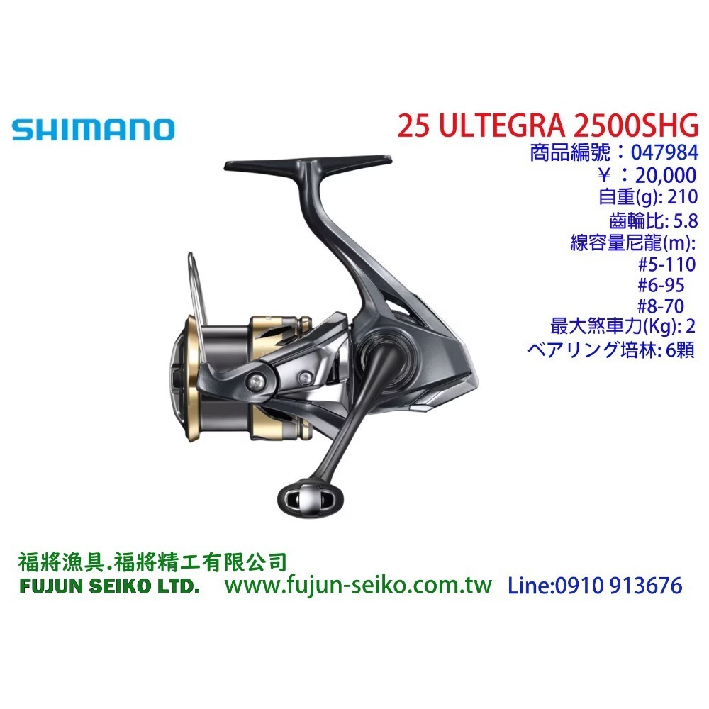 【福將漁具】Shimano紡車捲線器 25 ULTEGRA 系列-規格圖10
