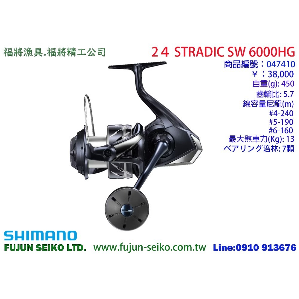 【福將漁具】Shimano紡車捲線器 24 STRADIC SW系列-規格圖10