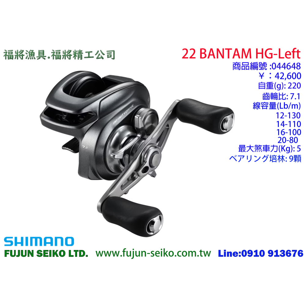 【福將漁具】Shimano兩軸式捲線器 22 BANTAM 系列-細節圖2