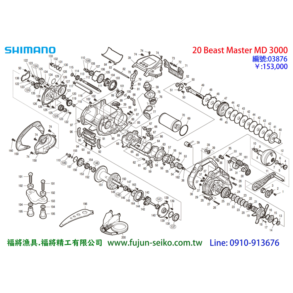 【福將漁具】Shimano電動捲線器 20 Beast Master MD3000 馬達太陽齒-細節圖2