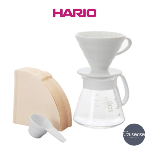 HARIO V60白色02陶瓷濾杯咖啡壺組 有田燒 耐熱分享壺 XVDD-3012W Gusense Select