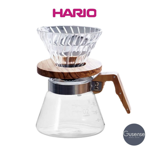 HARIO V60橄欖木玻璃濾杯咖啡壺組 Gusense Select 現貨
