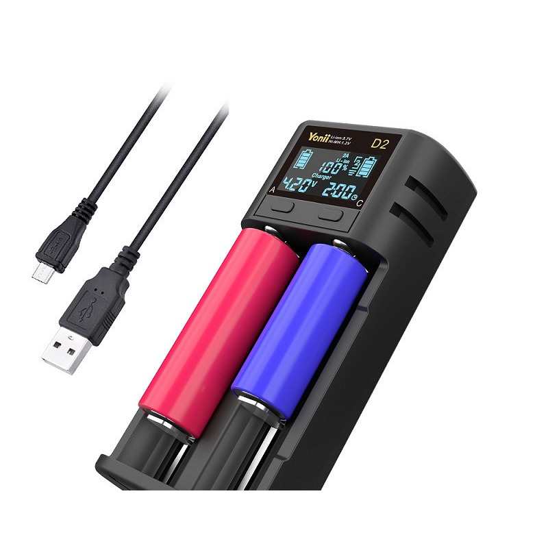 Type-C 3.7V18650/26650/21700  1.2v AA/AAA 鋰電 充電器 LCD 雙槽(d2)-細節圖2