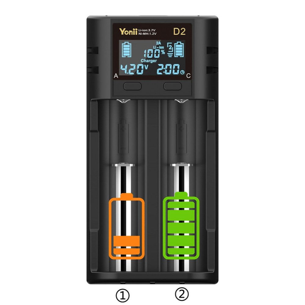 Type-C 3.7V18650/26650/21700  1.2v AA/AAA 鋰電 充電器 LCD 雙槽(d2)-細節圖6