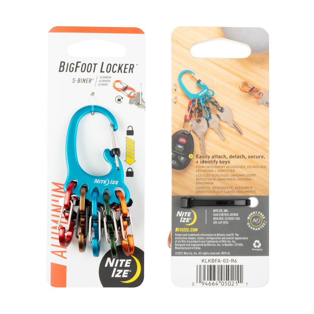NITE IZE 大腳 BIGFOOT LOCKER® KEYRACK™ 彩色金屬鑰匙扣 (klkbfa)-細節圖6