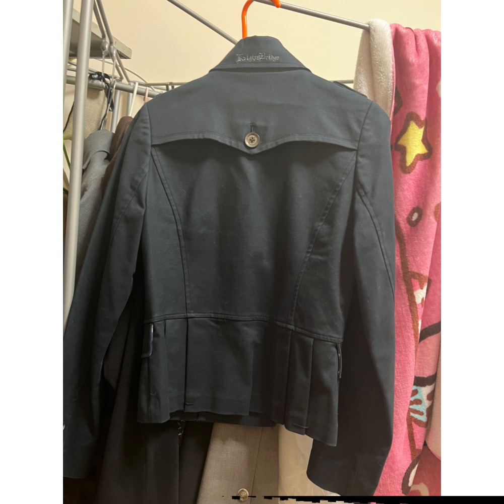 二手 Knightsbridge 英國 🇬🇧 合身 黑色 藍格紋 西裝外套 長袖 S號-細節圖2