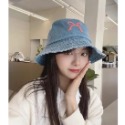 預購👉 韓國春夏新款牛仔刺繡蝴蝶結漁夫帽-規格圖8
