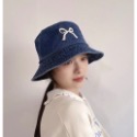 預購👉 韓國春夏新款牛仔刺繡蝴蝶結漁夫帽-規格圖8