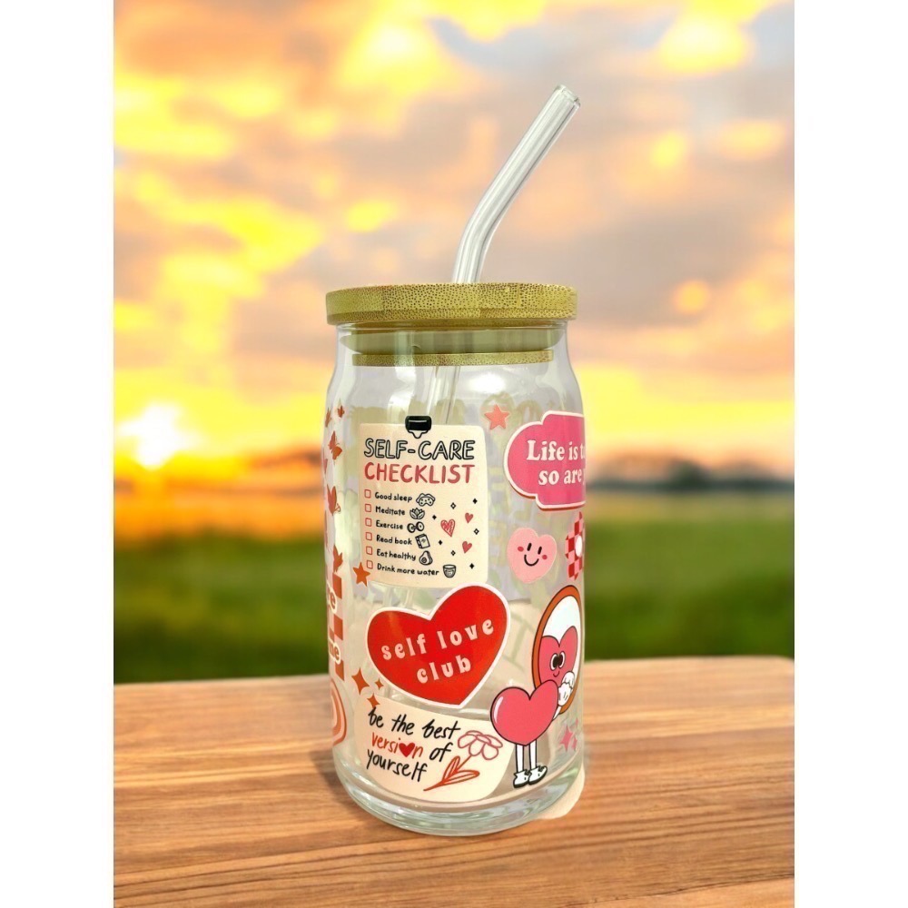 易開罐造型玻璃杯470ml 水杯 雞尾酒派對 家庭聚會 招待客人 吸睛的杯子 ( 附竹蓋、吸管)-細節圖2