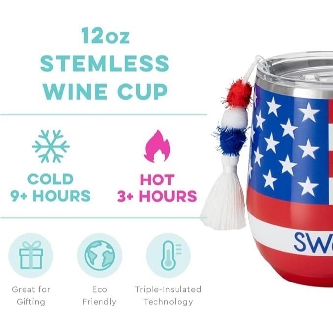 美國暢飲品牌 Swig Life 水杯 水壺 隨行杯 美國國旗款 附蓋不銹鋼杯 居家 休閒 辦公 容量約340ml-細節圖2